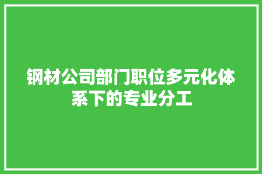 钢材公司部门职位多元化体系下的专业分工