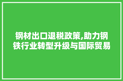 钢材出口退税政策,助力钢铁行业转型升级与国际贸易发展