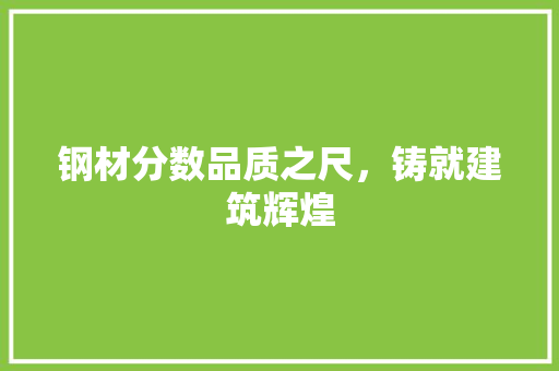 钢材分数品质之尺，铸就建筑辉煌
