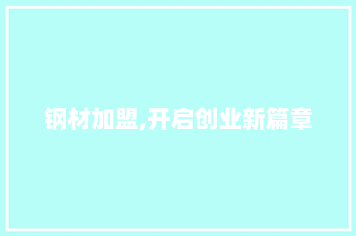 钢材加盟,开启创业新篇章