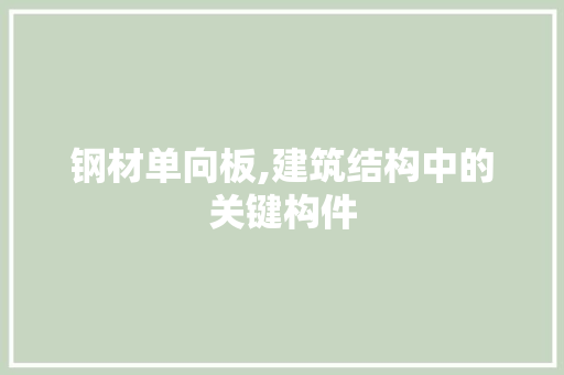 钢材单向板,建筑结构中的关键构件