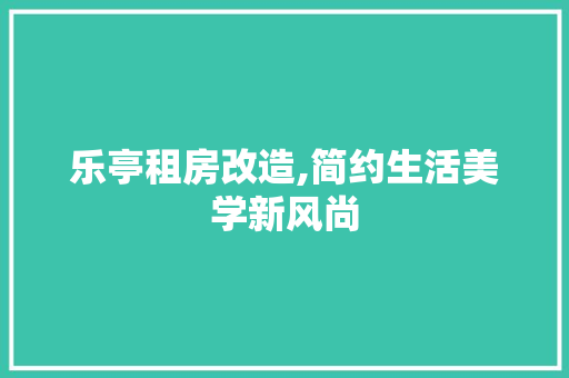 乐亭租房改造,简约生活美学新风尚