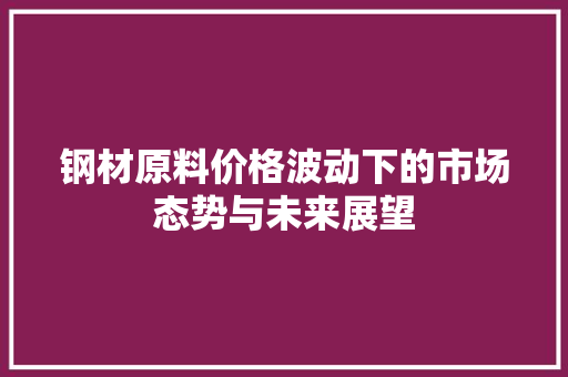 钢材原料价格波动下的市场态势与未来展望