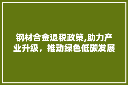 钢材合金退税政策,助力产业升级，推动绿色低碳发展