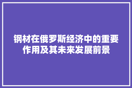 钢材在俄罗斯经济中的重要作用及其未来发展前景