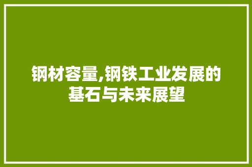 钢材容量,钢铁工业发展的基石与未来展望