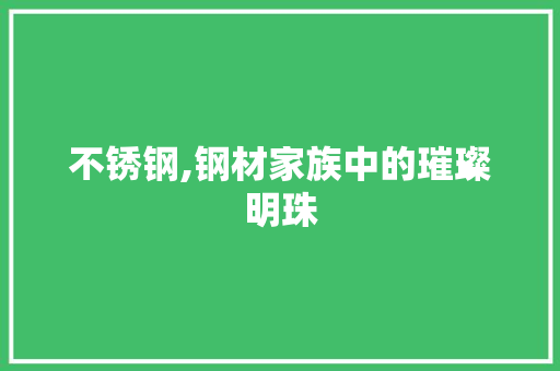 不锈钢,钢材家族中的璀璨明珠