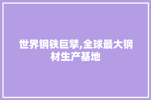 世界钢铁巨擘,全球最大钢材生产基地