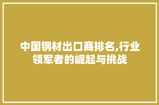 中国钢材出口商排名,行业领军者的崛起与挑战