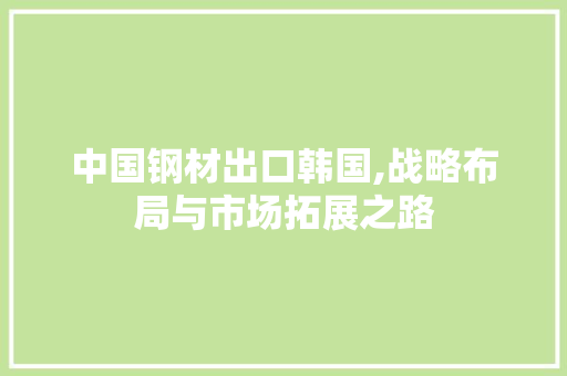 中国钢材出口韩国,战略布局与市场拓展之路