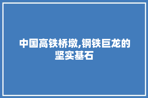 中国高铁桥墩,钢铁巨龙的坚实基石