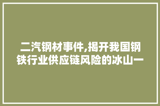 二汽钢材事件,揭开我国钢铁行业供应链风险的冰山一角