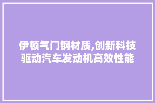 伊顿气门钢材质,创新科技驱动汽车发动机高效性能