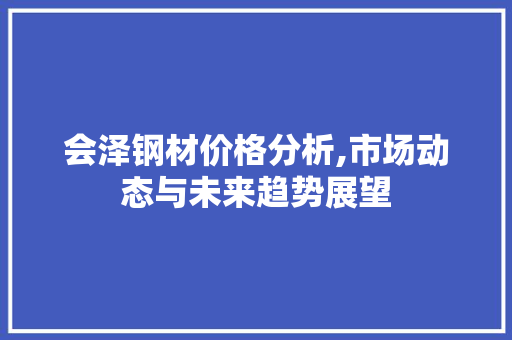 会泽钢材价格分析,市场动态与未来趋势展望