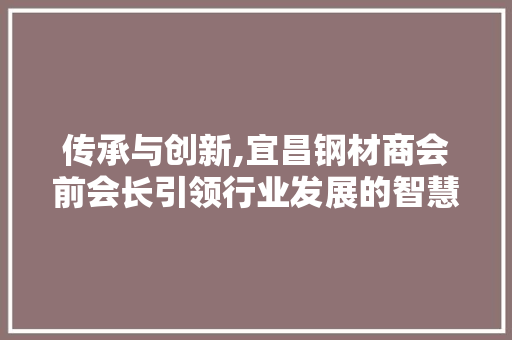 传承与创新,宜昌钢材商会前会长引领行业发展的智慧之路