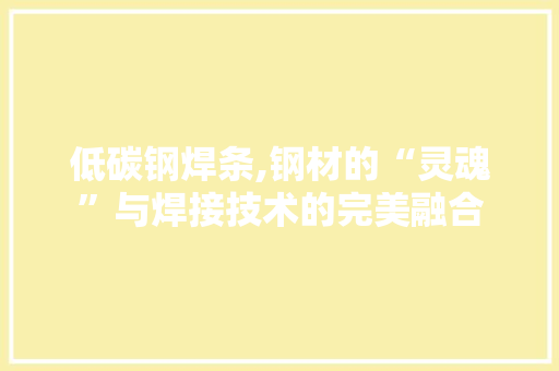 低碳钢焊条,钢材的“灵魂”与焊接技术的完美融合