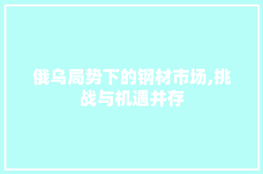 俄乌局势下的钢材市场,挑战与机遇并存