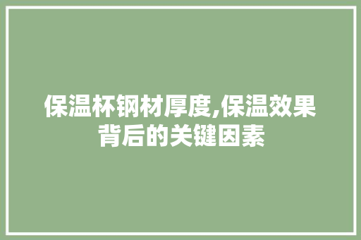 保温杯钢材厚度,保温效果背后的关键因素