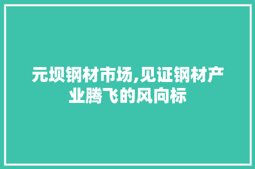 元坝钢材市场,见证钢材产业腾飞的风向标