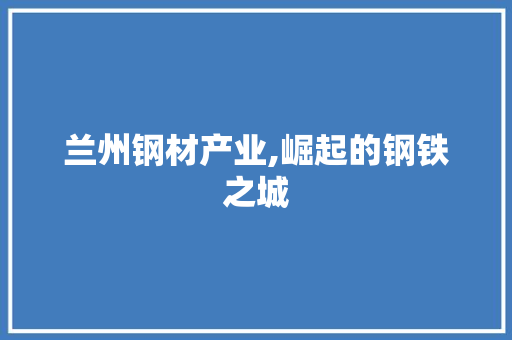 兰州钢材产业,崛起的钢铁之城