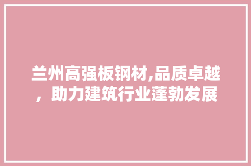 兰州高强板钢材,品质卓越，助力建筑行业蓬勃发展