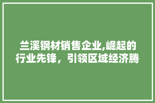 兰溪钢材销售企业,崛起的行业先锋，引领区域经济腾飞