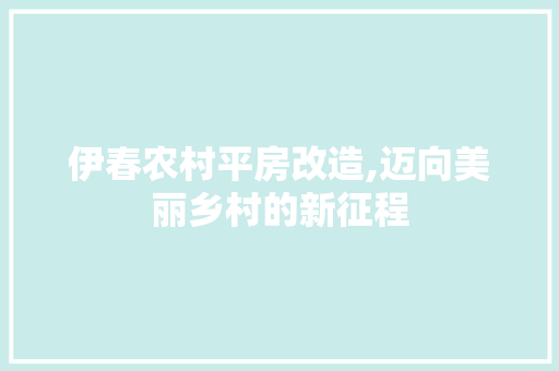 伊春农村平房改造,迈向美丽乡村的新征程