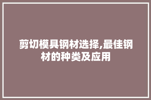 剪切模具钢材选择,最佳钢材的种类及应用