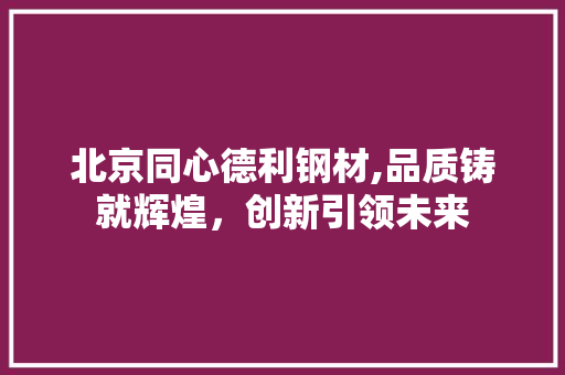 北京同心德利钢材,品质铸就辉煌，创新引领未来