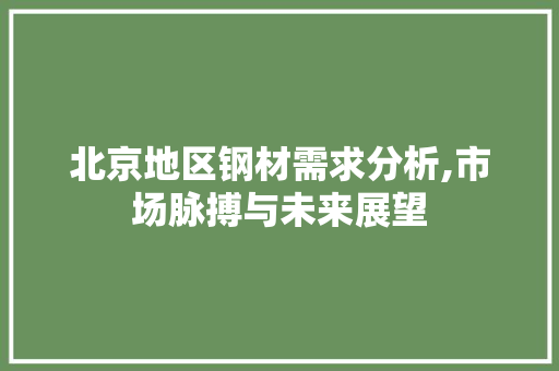 北京地区钢材需求分析,市场脉搏与未来展望