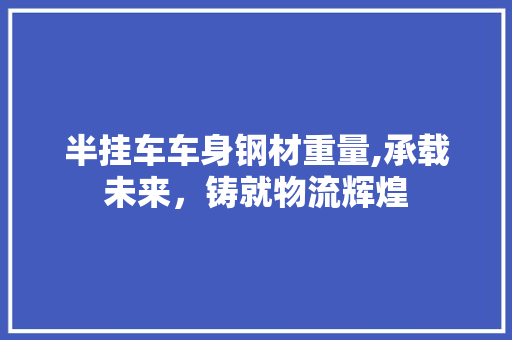 半挂车车身钢材重量,承载未来，铸就物流辉煌