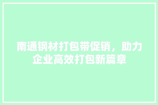 南通钢材打包带促销，助力企业高效打包新篇章