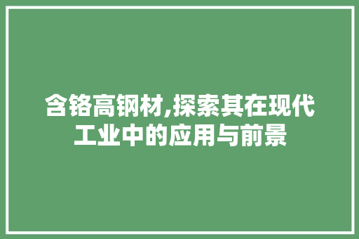含铬高钢材,探索其在现代工业中的应用与前景