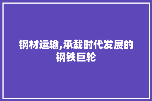 钢材运输,承载时代发展的钢铁巨轮
