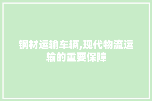 钢材运输车辆,现代物流运输的重要保障