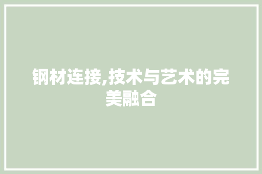 钢材连接,技术与艺术的完美融合