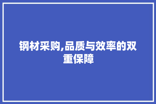 钢材采购,品质与效率的双重保障