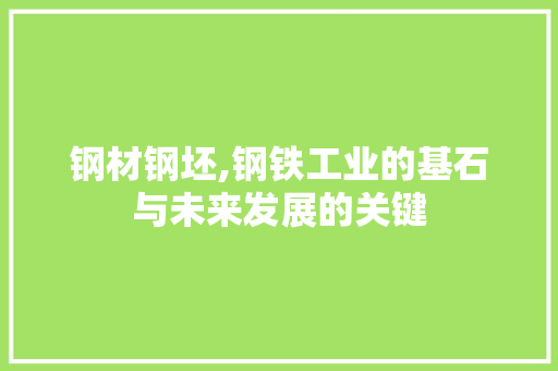 钢材钢坯,钢铁工业的基石与未来发展的关键
