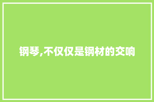 钢琴,不仅仅是钢材的交响