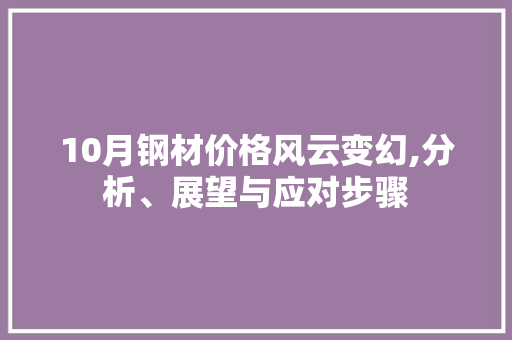 10月钢材价格风云变幻,分析、展望与应对步骤