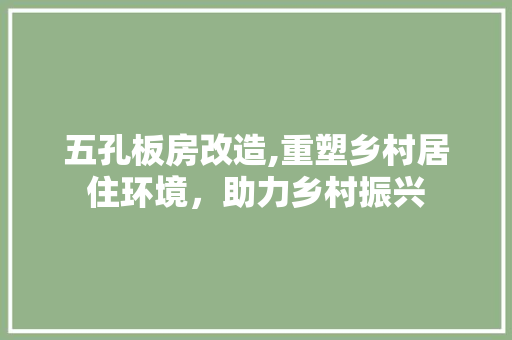 五孔板房改造,重塑乡村居住环境，助力乡村振兴