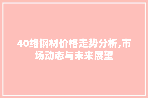 40络钢材价格走势分析,市场动态与未来展望