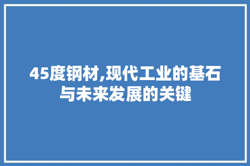 45度钢材,现代工业的基石与未来发展的关键