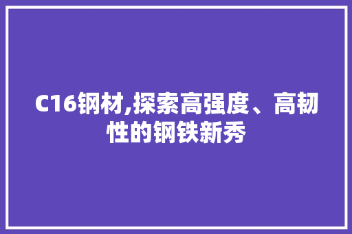 C16钢材,探索高强度、高韧性的钢铁新秀