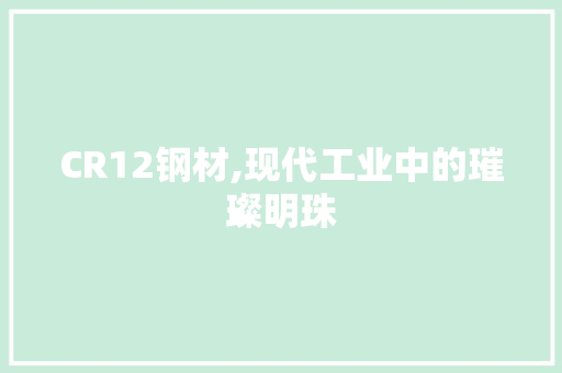 CR12钢材,现代工业中的璀璨明珠