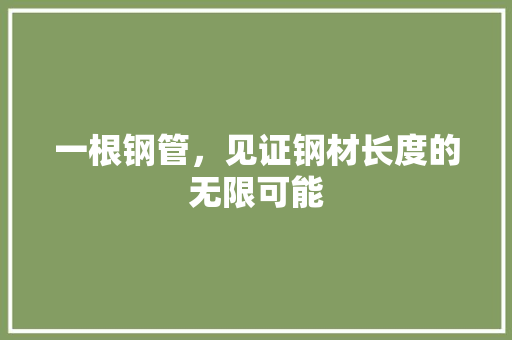 一根钢管，见证钢材长度的无限可能