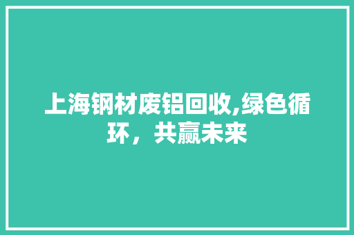 上海钢材废铝回收,绿色循环，共赢未来