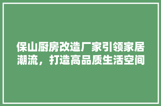保山厨房改造厂家引领家居潮流，打造高品质生活空间