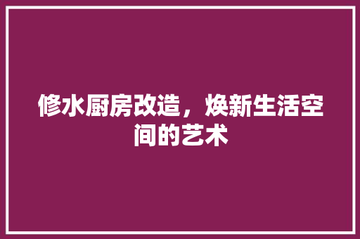 修水厨房改造，焕新生活空间的艺术