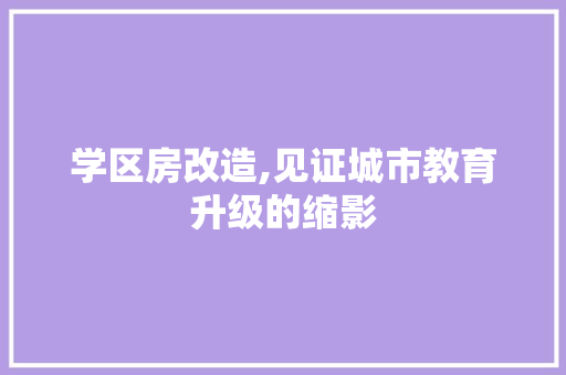 学区房改造,见证城市教育升级的缩影